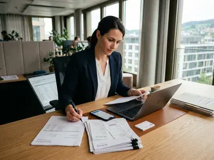 Nahaufnahme der Belegprüfung für Lieferantenrechnungen