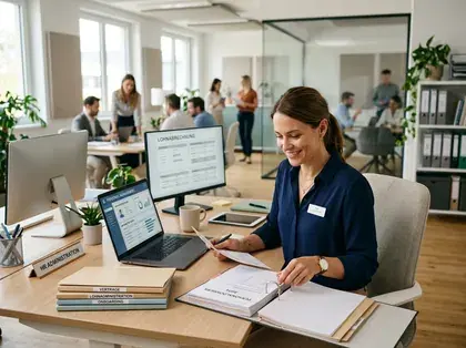 Personalverantwortliche an einem hellen Arbeitsplatz