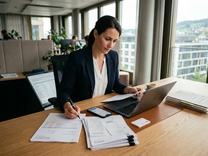Nahaufnahme der Belegprüfung für Lieferantenrechnungen