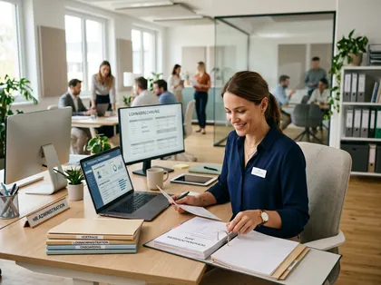 Personalverantwortliche an einem hellen Arbeitsplatz