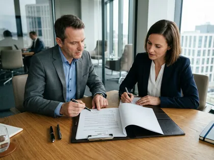 Vertragsunterlagen auf einem Besprechungstisch